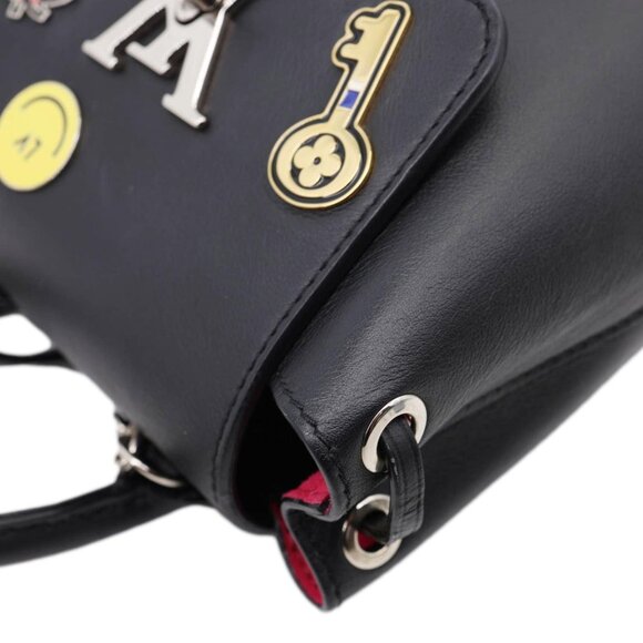 Louis Vuitton  My Lockme Mini Soft Calfskin Pins Leather Backpack Black